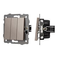 Механизм выключателя трехклавишный непроходной SWT-MK03-PL-GD-V (250V, 10A) Arlight 049899