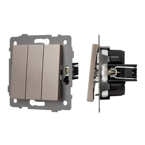 Механизм выключателя трехклавишный непроходной SWT-MK03-PL-GD-V (250V, 10A) Arlight 049899