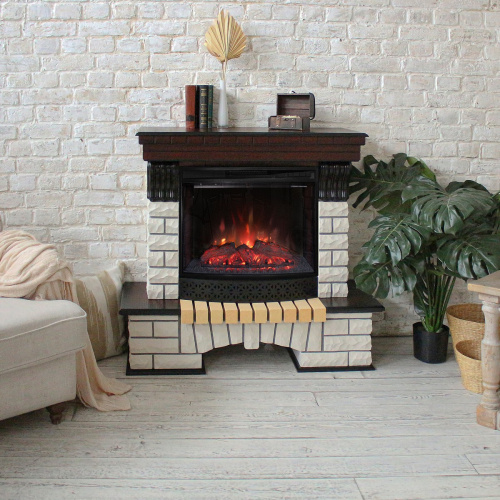 Каминокомплект COUNTRY/БРУКЛИН Античный дуб с очагом Электроочаг EVRIKA 25.5 фото 5