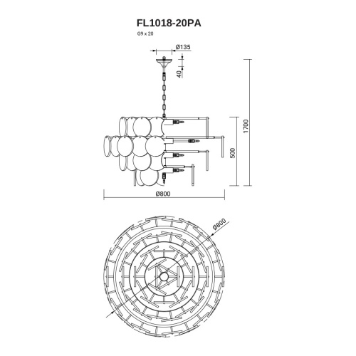 Подвесная люстра Di Marmo FL1018-20PA фото 2