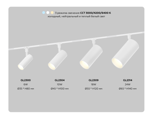 Трековый акцентный светильник DIP-3CCT 3000-6000K 12Вт 24° фото 7