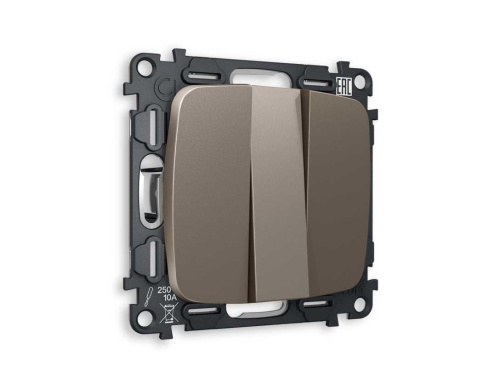 Комплект механизма 3-кл выключателя AMBRELLA VOLT OMEGA Темная бронза матовый QUANT (OP6350, VM133) MO635010