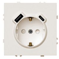 Розетка 1-местная з/ш с/з 16А + USB + Type C (механизм), STEKKER, 250В, 20W, серия Эмили, RST16-5119-08, кашемир, soft touch