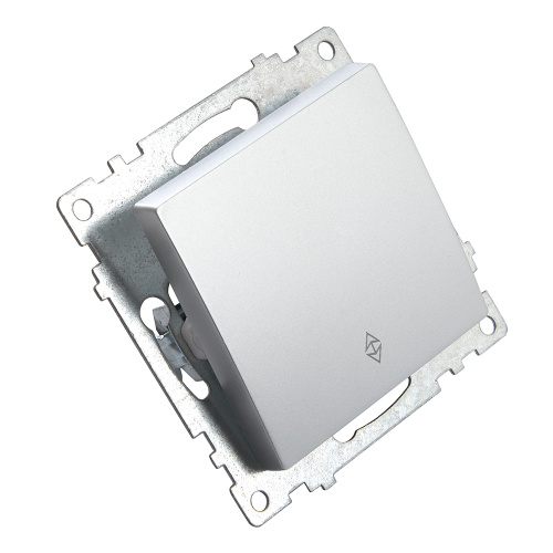 Переключатель 1-клавишный (механизм), STEKKER GLS10-7105-03, 250V, 10А, серия Катрин, серебро фото 5