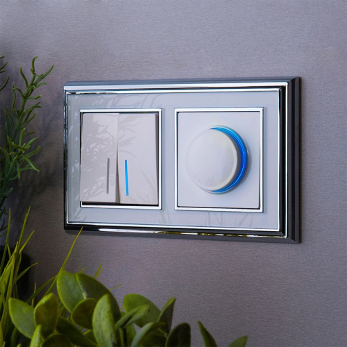 Выключатель двухклавишный с подсветкой (белый) W1120101 фото 3