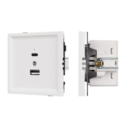 Механизм USB розетки SCT-TENDO-MUAC-PL-WH (5V, 3A, QC3) Arlight 054094 Механизм USB розетки SCT-TENDO-MUAC-PL-WH (5V, 3A, QC3) Arlight 054094