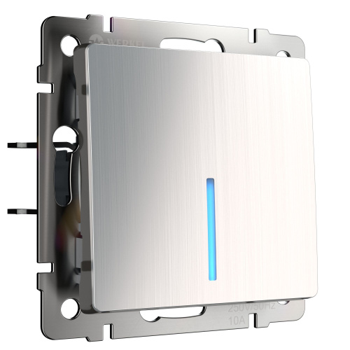 Выключатель одноклавишный с подсветкой (глянцевый никель) W1110102 Выключатель одноклавишный с подсветкой (глянцевый никель) W1110102