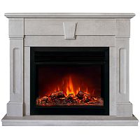 Каминокомплект KELLIE/БРИСТОЛЬ Бетон светлый с очагом Электроочаг MOONBLAZE LUX/МУНБЛЕЙЗ