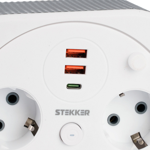 HM16-4-03-USB  Удлинитель 4-местный с/з, 3x1,5мм2, 3м, 230В, 16А, 2USB+1С, 2,4А,белый фото 7