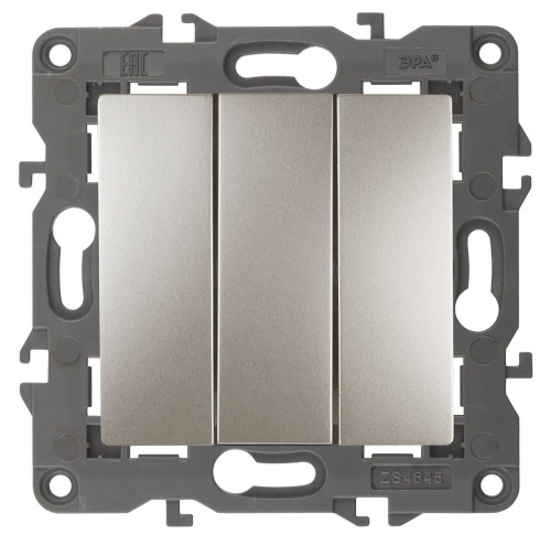Выключатель трехклавишный ЭРА Elegance 10AX 250V 14-1107-04 Б0034253 Выключатель трехклавишный ЭРА Elegance 10AX 250V 14-1107-04 Б0034253