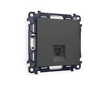 Комплект механизма телефонной розетки AMBRELLA VOLT ALFA Графит мягкое касание RJ-11(4P4C) с шторкой QUANT (AP9120, VM190) MA912030