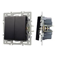Механизм выключателя двухклавишный проходной SWT-MKP2-PL-BK (250V, 16A) Arlight 043728