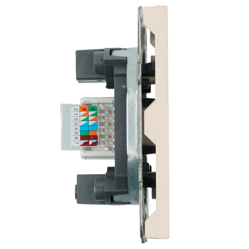 Розетка компьютерная 1-местная RJ-45 (механизм), серия Эмили, RST00-5117-08, кашемир, soft touch фото 5