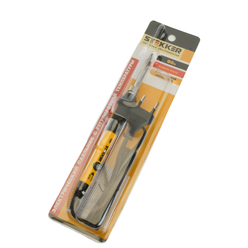 Паяльник с регулировкой температуры до450С с керам.нагревателем,60Вт,долговечное жало,230В, STEKKER PLE602-60 фото 9