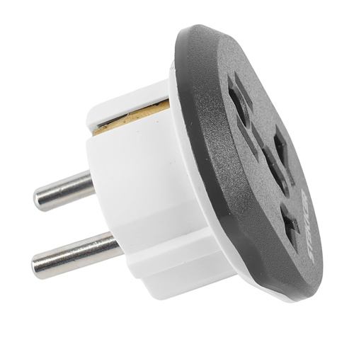 Адаптер-переходник для евровилки с/з, ультраплоский, STEKKER ADP16-06-20, 250В, 16A, IP20, серый/белый фото 3