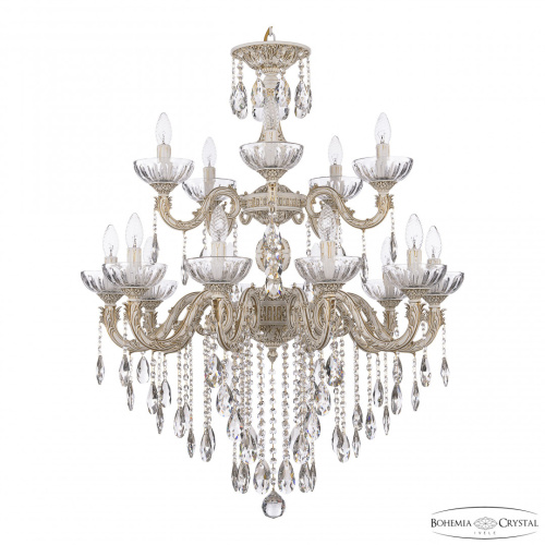 Люстра с хрустальными подвесками AL79101/10+5/250/2D B WMG P Clear/M-1H Bohemia Ivele Crystal (Богемия Ивеле Кристалл)