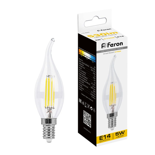 Лампа светодиодная Feron LB-59 Свеча на ветру E14 5W 230V 2700K