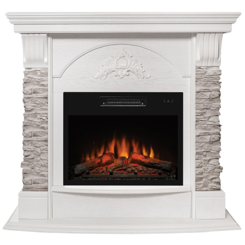 Каминокомплект ATHENA/АТЛАНТА GR Белый дуб с очагом Электроочаг KENDAL/КЕНДАЛ 24