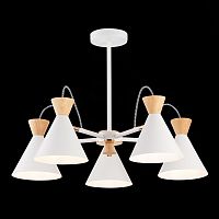 SLE125102-05 Светильник потолочный Белый, Золотистый/Белый, Светлое дерево E14 5*40W MODICA