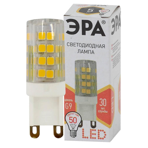 Лампа светодиодная ЭРА G9 5W 2700K прозрачная LED JCD-5W-CER-827-G9 Б0027863 фото 3