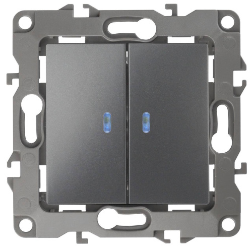 Выключатель двухклавишный с подсветкой ЭРА 12 10AX 250V 12-1105-12 Б0019291 Выключатель двухклавишный с подсветкой ЭРА 12 10AX 250V 12-1105-12 Б0019291
