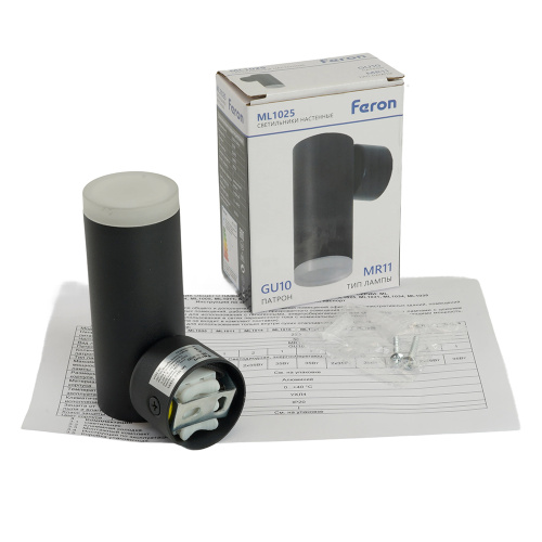 Светильник Feron ML1025 настенный под лампу GU10, черный фото 8