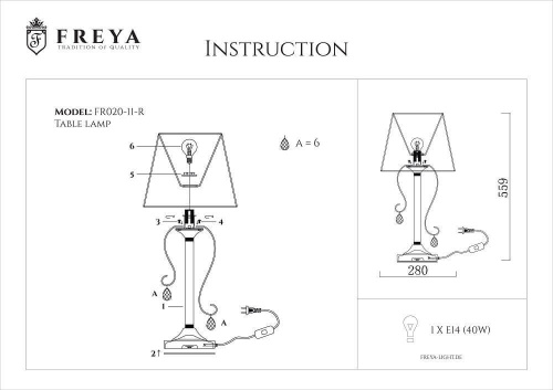 Настольная лампа Freya Simone FR2020-TL-01-BZ фото 2