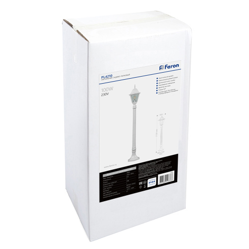 Светильник садово-парковый Feron 4210/PL4210 столб 100W E27 230V, белый фото 3
