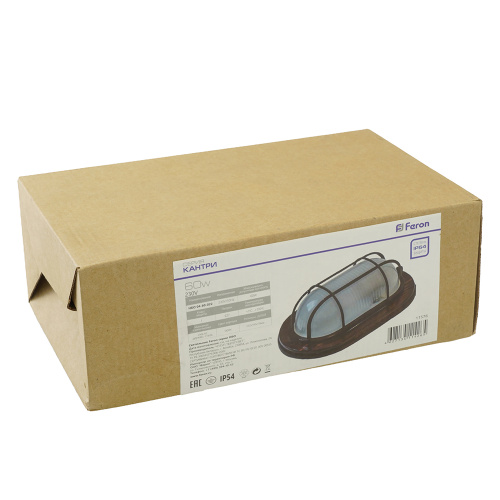 Светильник накладной IP54, 220V 60Вт Е27, дерево, орех, овал, с решеткой, НБО 04-60-022 фото 10