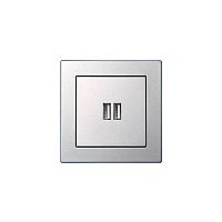 Розетка 2xUSB Liregus Epsilon серебро 28-1857