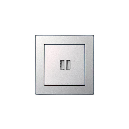 Розетка 2xUSB Liregus Epsilon серебро 28-1857