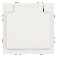 Розетка 1-местная с крышкой с защ. штор, STEKKER, с/з, IP42, 250В, 16А, серия Эмили, RST16-5112-01, белый фарфор, soft touch