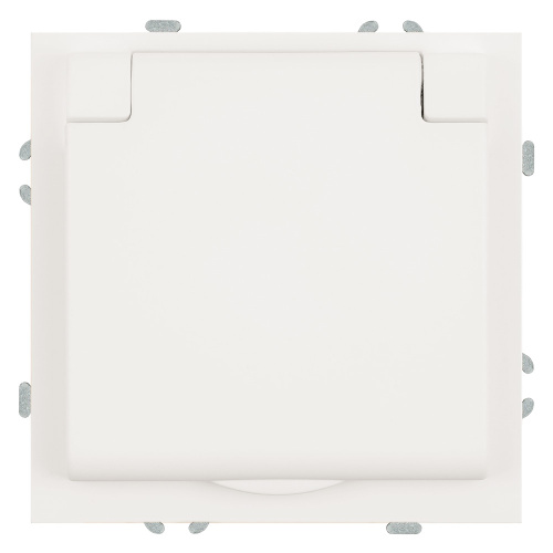 Розетка 1-местная с крышкой с защ. штор, STEKKER, с/з, IP42, 250В, 16А, серия Эмили, RST16-5112-01, белый фарфор, soft touch
