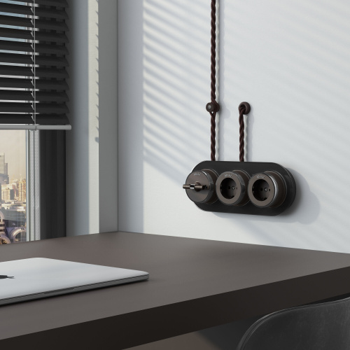 Втулка для вывода кабеля из стены 2 шт. коричневая ретро W6421114 фото 3