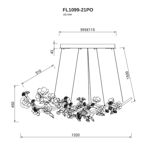 Люстра подвесная Sauvage FL1099-21PO фото 2