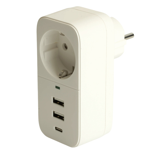 Сетевой фильтр 1-местный с/з STEKKER 250В, 16А, 2USB+1Type-C 2,4 A, серия Nova, HM81-11-1, белый фото 5 Сетевой фильтр 1-местный с/з STEKKER 250В, 16А, 2USB+1Type-C 2,4 A, серия Nova, HM81-11-1, белый фото 5