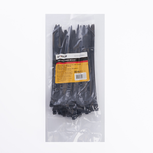 Хомут нейлоновый STEKKER NYCT47-200 4,7х20 мм, d пучка max 50 мм, нагрузка 22кг, черный, упаковка 100 шт фото 2