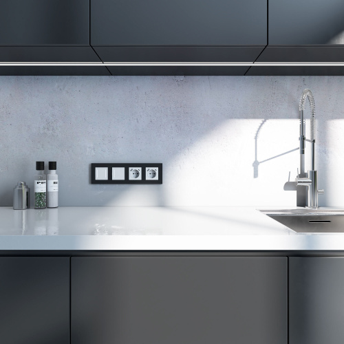 Рамка из поликарбоната на 4 поста Slab черный софт W0042908 фото 2