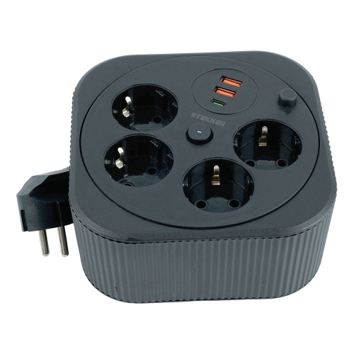 HM16-4-03-USB Удлинитель 4-местный с/з, 3x1,5мм2, 3м, 230В, 16А, 2USB+1С, 2,4А, черный фото 2 HM16-4-03-USB Удлинитель 4-местный с/з, 3x1,5мм2, 3м, 230В, 16А, 2USB+1С, 2,4А, черный фото 2
