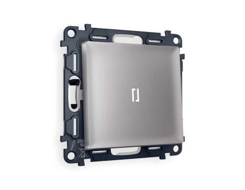 Комплект механизма 1-кл выключателя AMBRELLA VOLT с подсветкой 5600K ALFA Сталь матовый QUANT (AP5020, VM101, G14W) MA502015