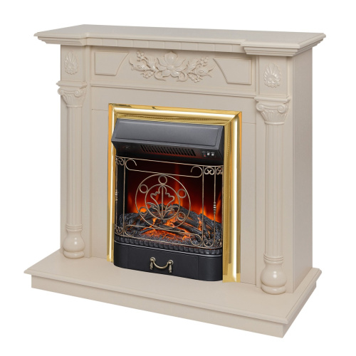 Электрокамин RealFlame Dacota WT белый дуб с очагом Majestic Lux Brass фото 2 Электрокамин RealFlame Dacota WT белый дуб с очагом Majestic Lux Brass фото 2