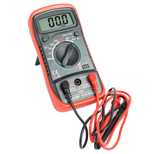 MTM MAS830L Мультиметр цифровой, 1999 отсчетов, батарея крона, ручная регулировка, черный/красный, TM STEKKER
