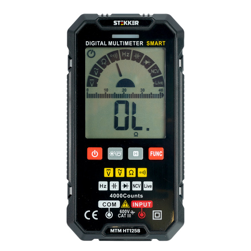 MTM HT125B Мультиметр цифровой, 4000 отсчетов, 2 батареи тип ААА 1,5В, автоматический, черный фото 2