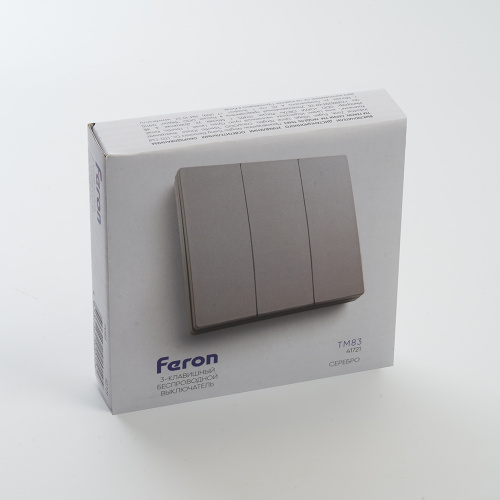 Выключатель беспроводной FERON TM83, 7мВт, IP20, трехклавишный, серебро фото 4