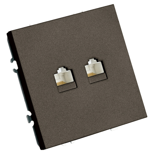 Розетка компьютерная 2-местная RJ-45 (механизм), STEKKER, серия Эмили, RST00-5111-09, антрацит, soft touch фото 3
