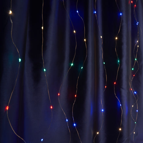 Светодиодная гирлянда Feron CL590 занавес типа Роса 2*2м  + 2м мультиколор USB, прозрачный шнур