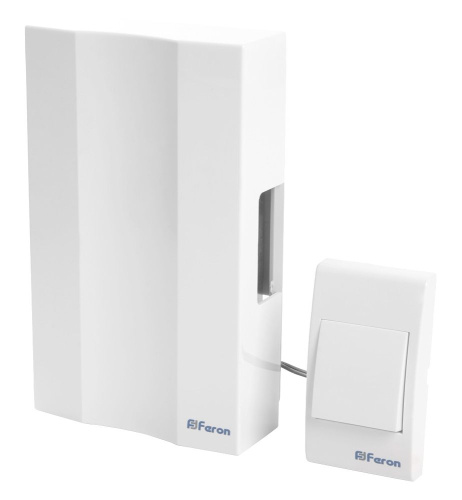 Звонок с кнопкой проводной Feron DB-101 электромеханический белый 230V 162х98х40мм фото 4