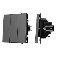Механизм выключателя трехклавишный непроходной SWT-NOBE-MK03-SFPL-GR (230V, 10A) Arlight 061799