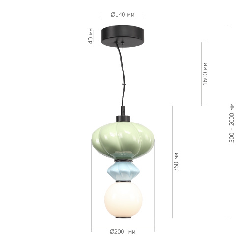 SL6134.403.01 Светильник подвесной ST-Luce черный/зелёный, синий, опаловый LED 1*8W 3000K FLORENTINI фото 2