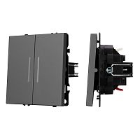 Механизм выключателя двухклавишный проходной LED SWT-NOBE-MKP2-SFPL-L-GR (230V, 10A) Arlight 054269